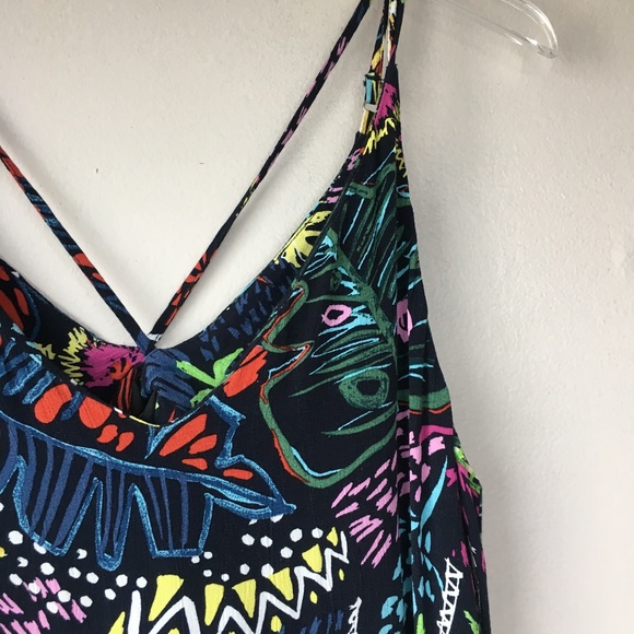 TOPSHOP Black Tropical Floral Slip Dress sz 2 - Picture 2 of 10